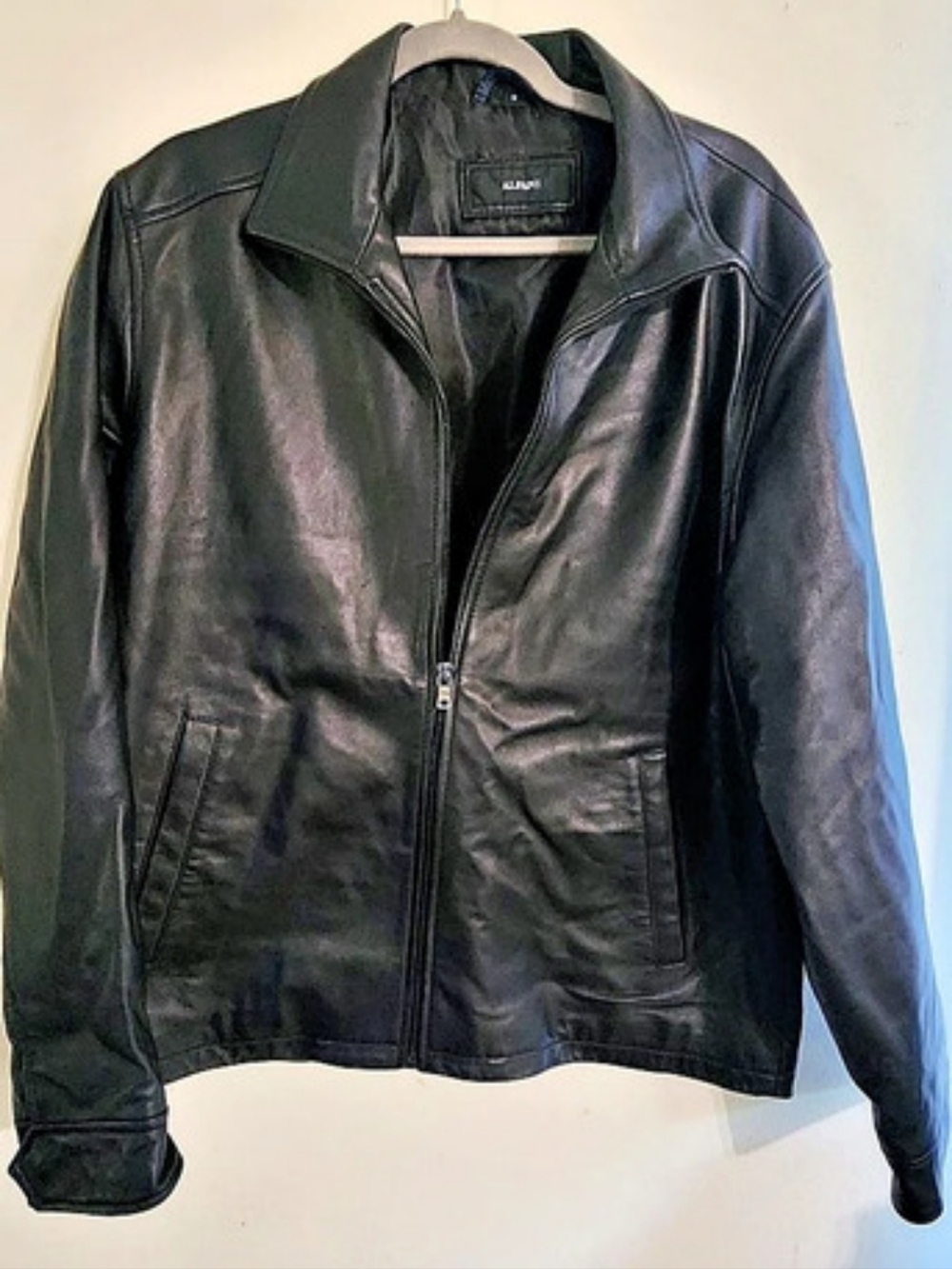Alfani Men's Black Genuine Leather Full Zip Jacket Coat Size Medium
